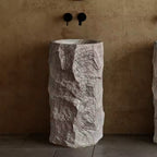 Wabi Sabi White Wood Grain  Cylindrical Free Standing Basin
