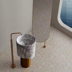 Artificial Stone Bathroom Standing sink stand column Wash Basin with stainless steel stand