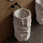 Wabi Sabi White Wood Grain  Cylindrical Free Standing Basin