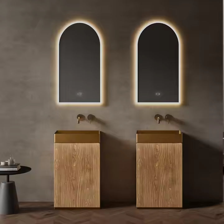 Wood Grain Stainless Steel Free Standing Basin