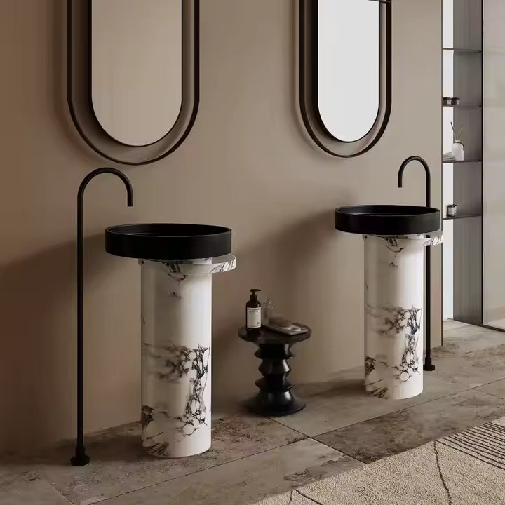 Modern Freestanding Hand Wash Basin – Solid Surface Design