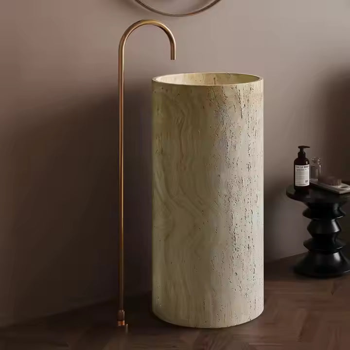 Wabi Sabi Traventine Style Floor Mounted Freestanding Basin