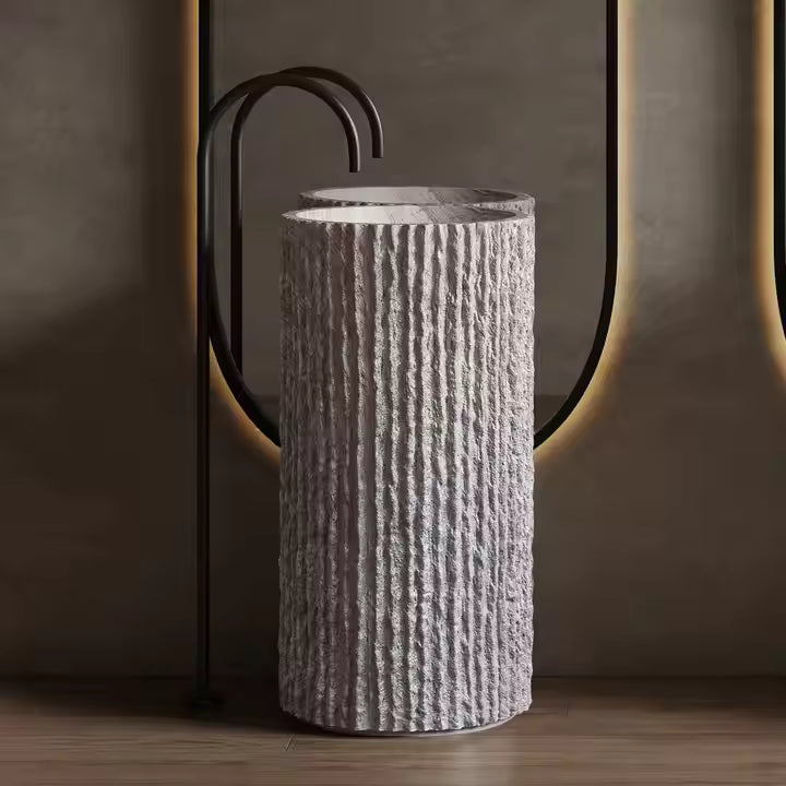 Wabi Sabi Style Artificial Stone Freestanding Basin
