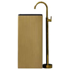 Luxury Modern Black Gold Square Shape Solid Surface Freestanding Washbasin