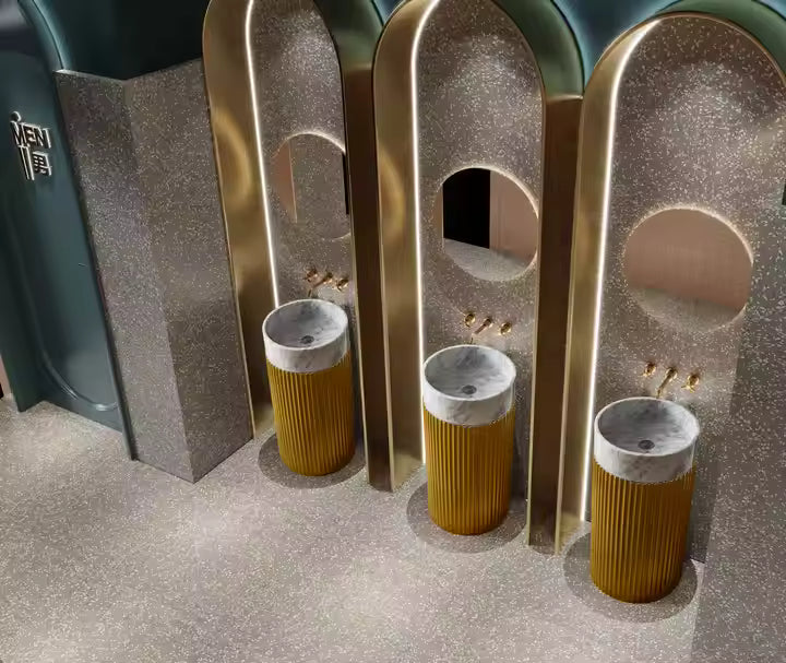 Italian Luxury Stainless Steel stand and Marble Freestanding Basin