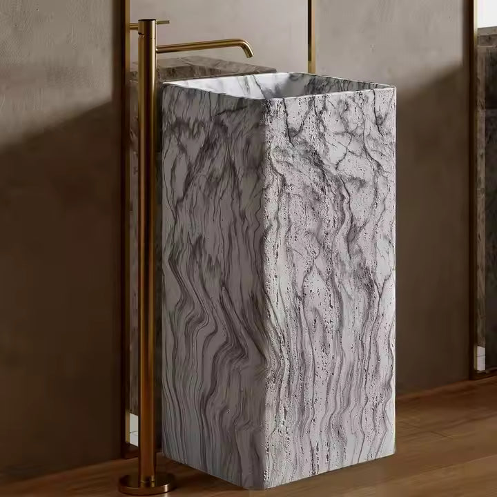Carrara Artificial Stone Square Pedestal Basin