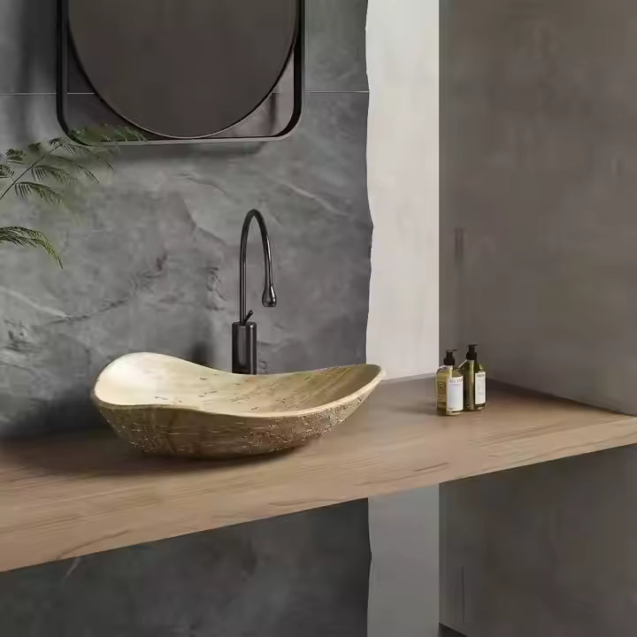 Unique Irregular Shape Artificial Stone Sinks Bathroom Wash Basin