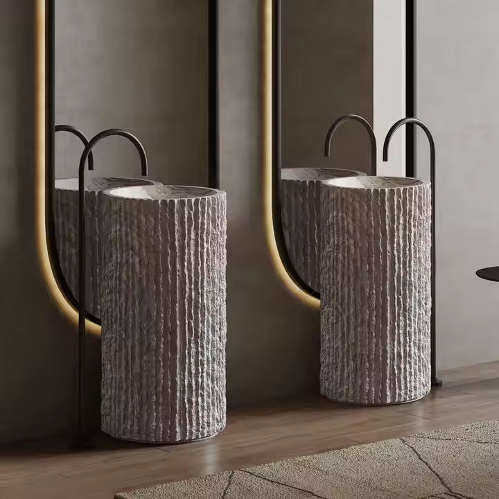 Wabi Sabi Style Artificial Stone Freestanding Basin