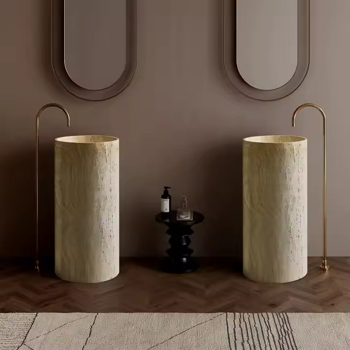 Wabi Sabi Traventine Style Floor Mounted Freestanding Basin
