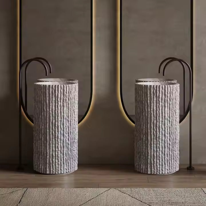 Wabi Sabi Style Artificial Stone Freestanding Basin