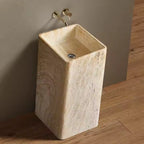 Square Yellow Travertine Freestanding Washbasin
