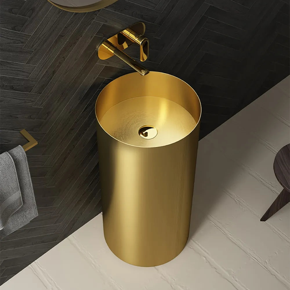 STAINLESSS STEEL ROUND FREESTANDING BASIN BY ZINARCH
