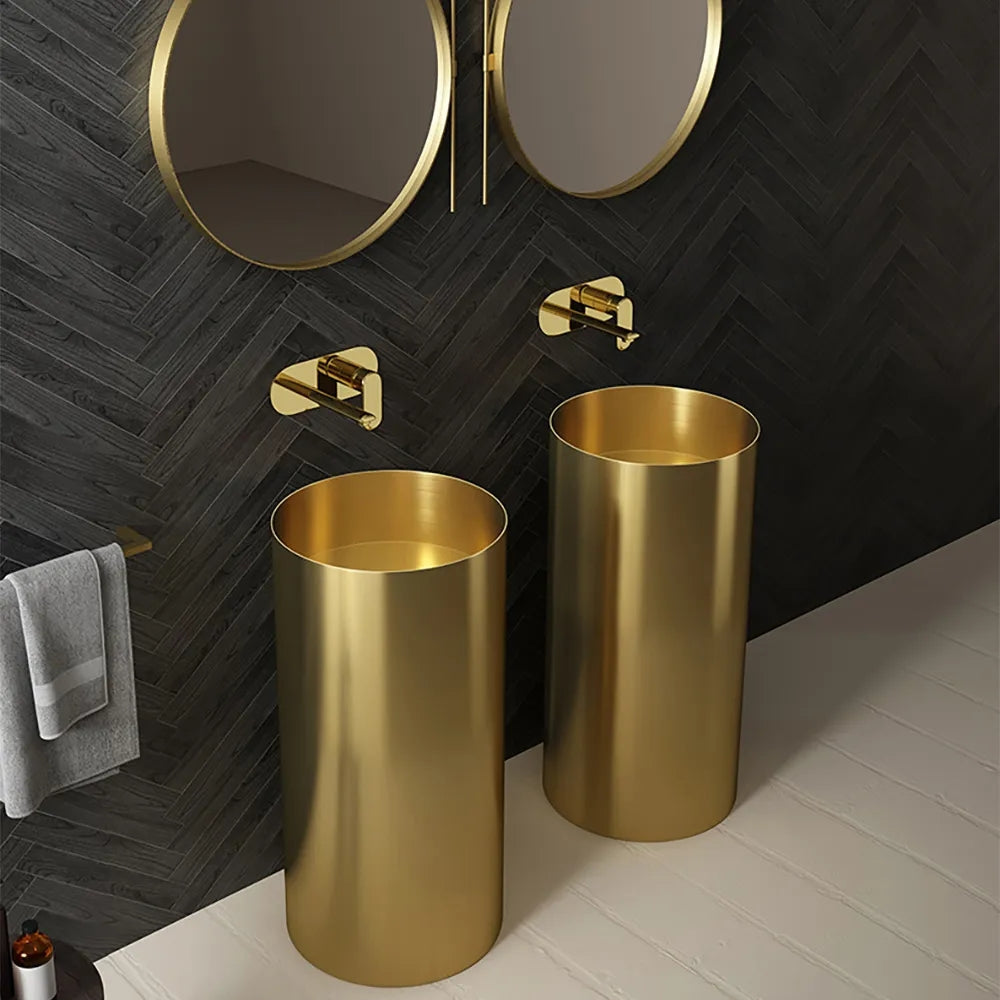 STAINLESSS STEEL ROUND FREESTANDING BASIN BY ZINARCH