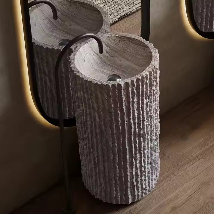 Wabi Sabi Style Artificial Stone Freestanding Basin