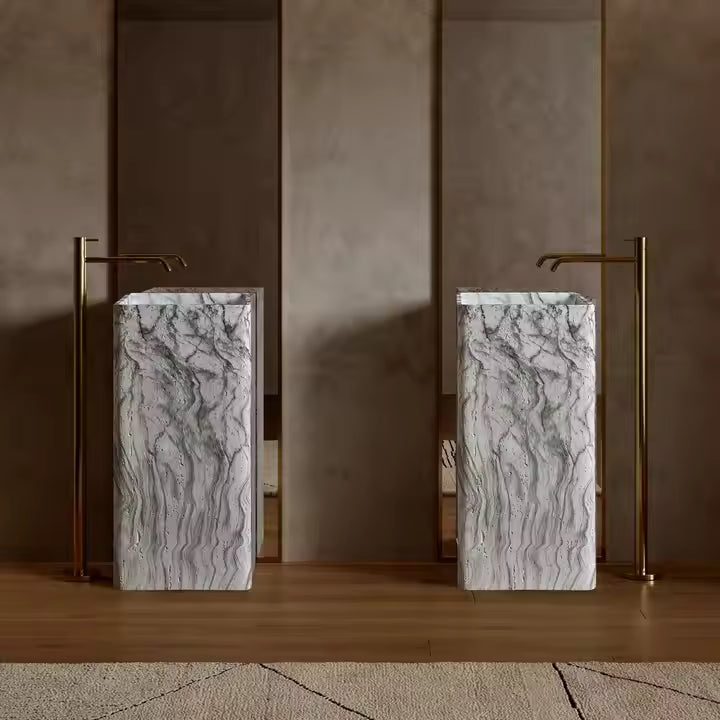 Carrara Artificial Stone Square Pedestal Basin