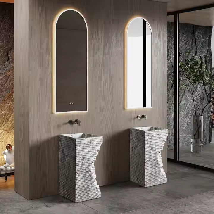Designer Italian-Style Artificial Stone Square Freestanding Wash Basin