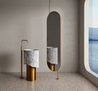 Artificial Stone Bathroom Standing sink stand column Wash Basin with stainless steel stand