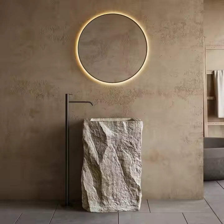 Rectangle Artificial Stone Freestanding Marble Design Basin