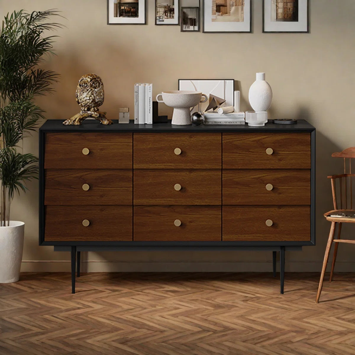 Modern 9-Drawer Wooden Dresser