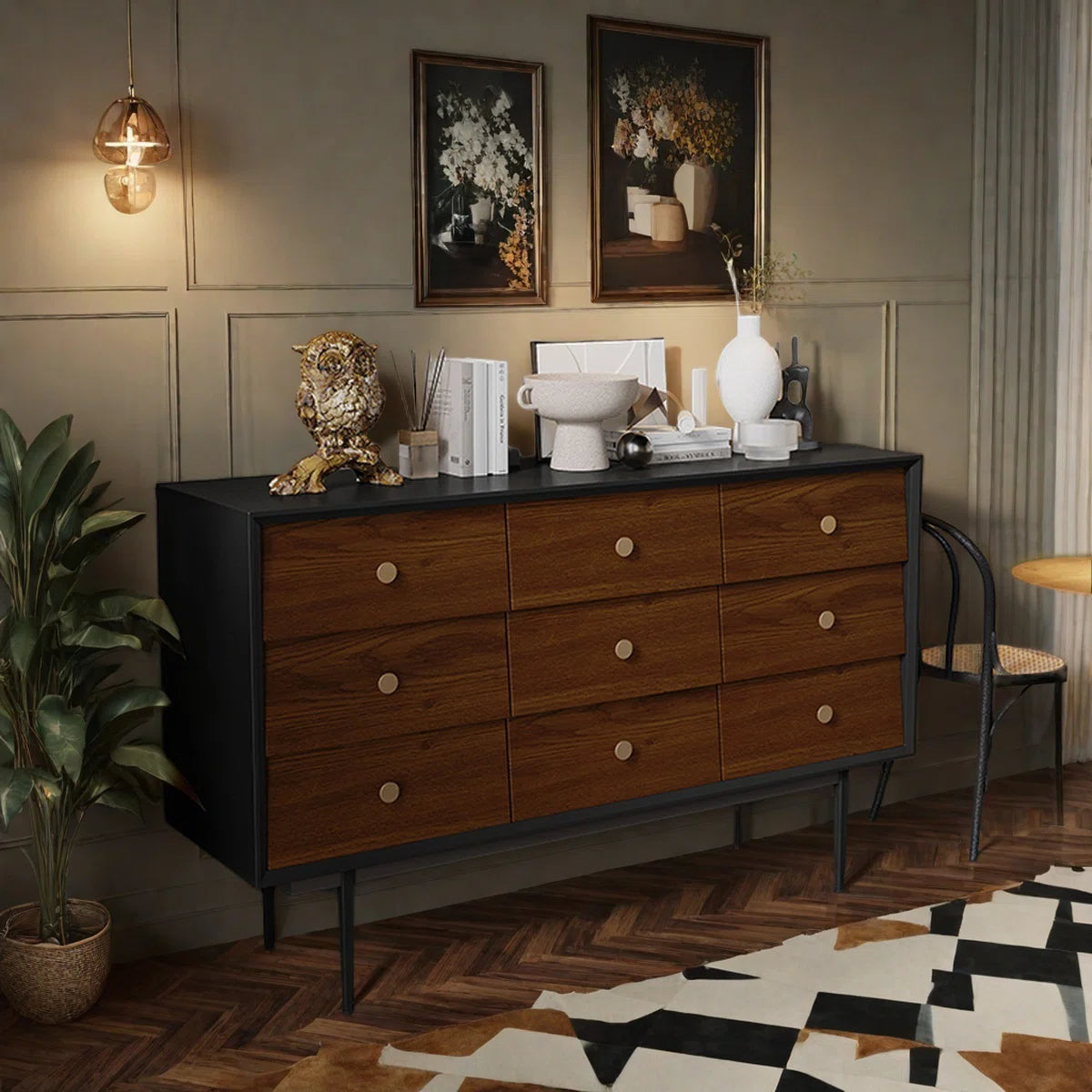 Modern 9-Drawer Wooden Dresser