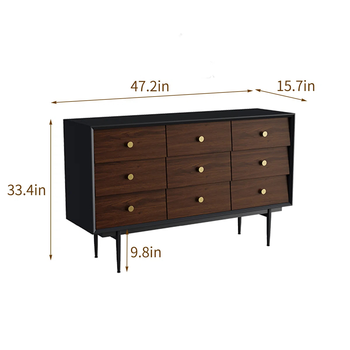 Modern 9-Drawer Wooden Dresser