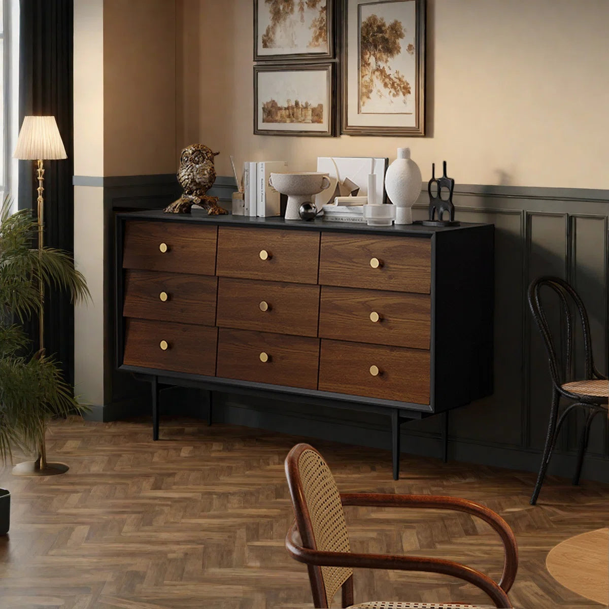 Modern 9-Drawer Wooden Dresser