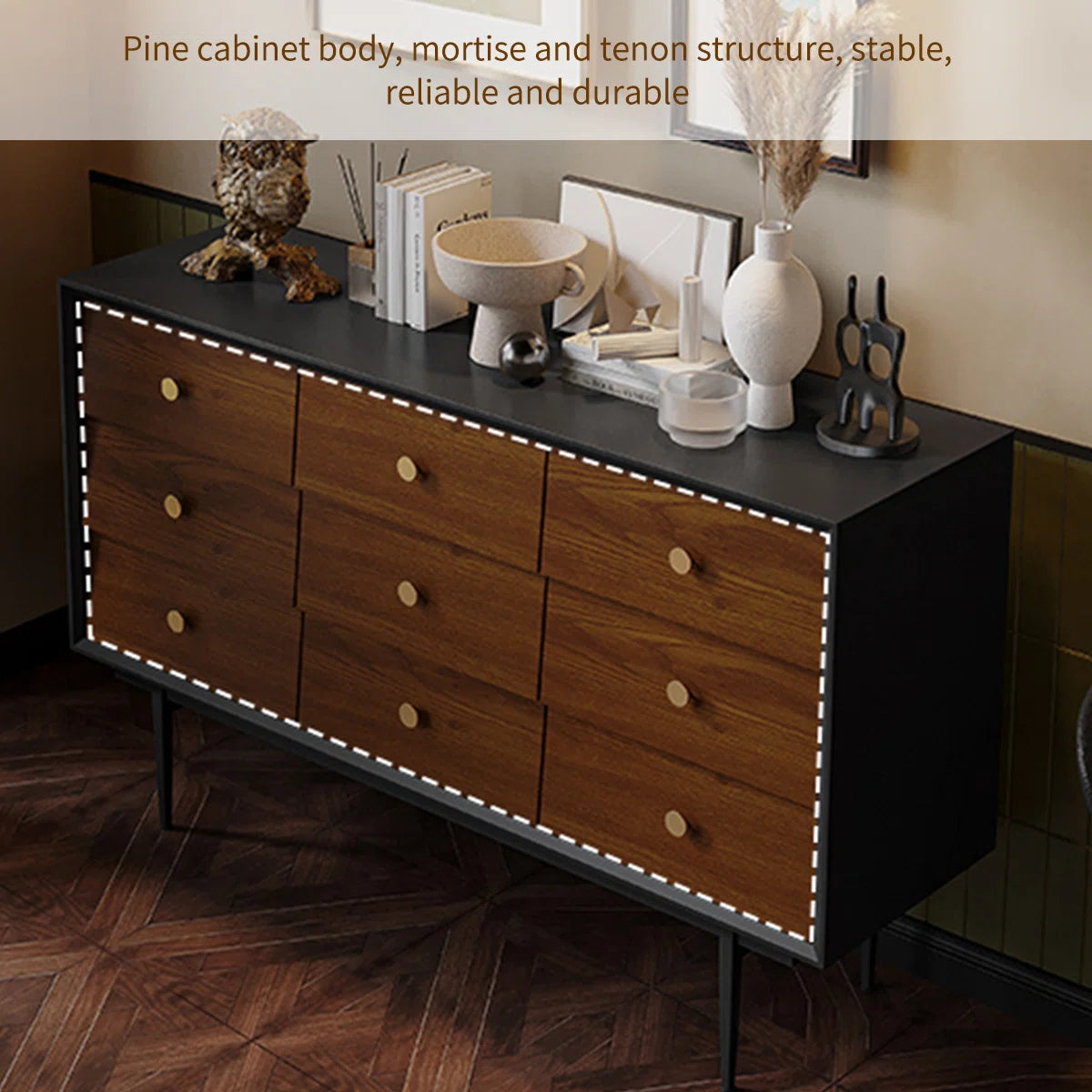 Modern 9-Drawer Wooden Dresser