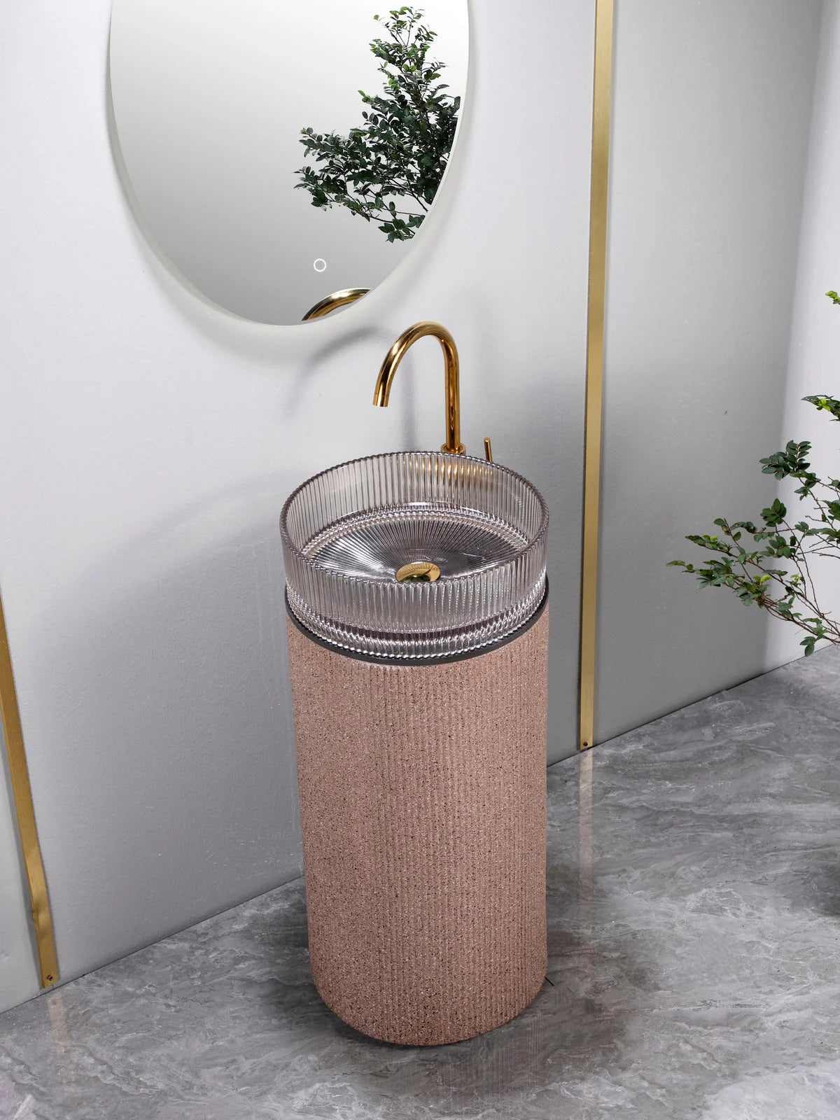 Stone Glass Column Basin – Terra