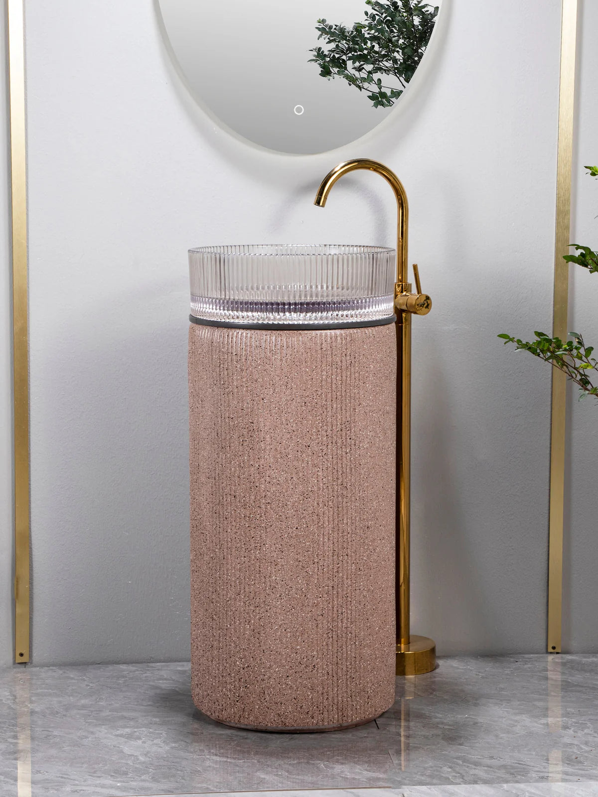 Stone Glass Column Basin – Terra