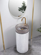 Stone Glass Column Basin – Ivory