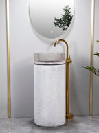 Stone Glass Column Basin – Ivory