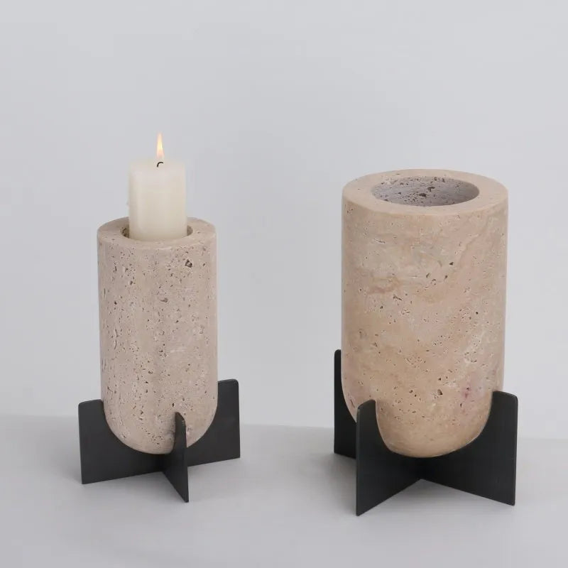 Earthly Elegance: Travertine Stone Vase