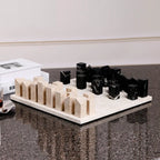 Wabi-Sabi Marble Chessboard – Timeless Decorative Elegance