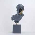 Mysterious Allure: Female Head with Metal Mask Sculpture