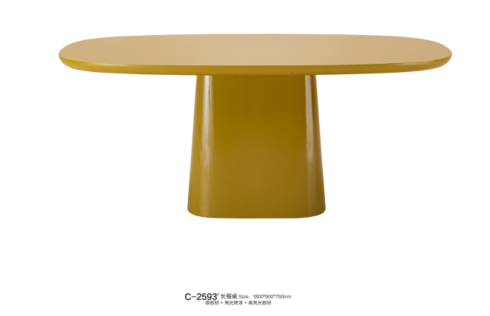 Rectangular dining table - Satin mustard polyurethane