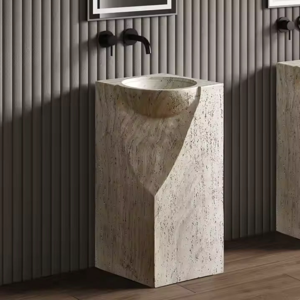 Wabi Travertine Pedestal Basin – Terra Edition