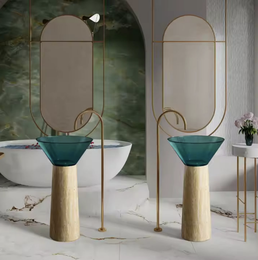 Travertine Resin Basin – Azure