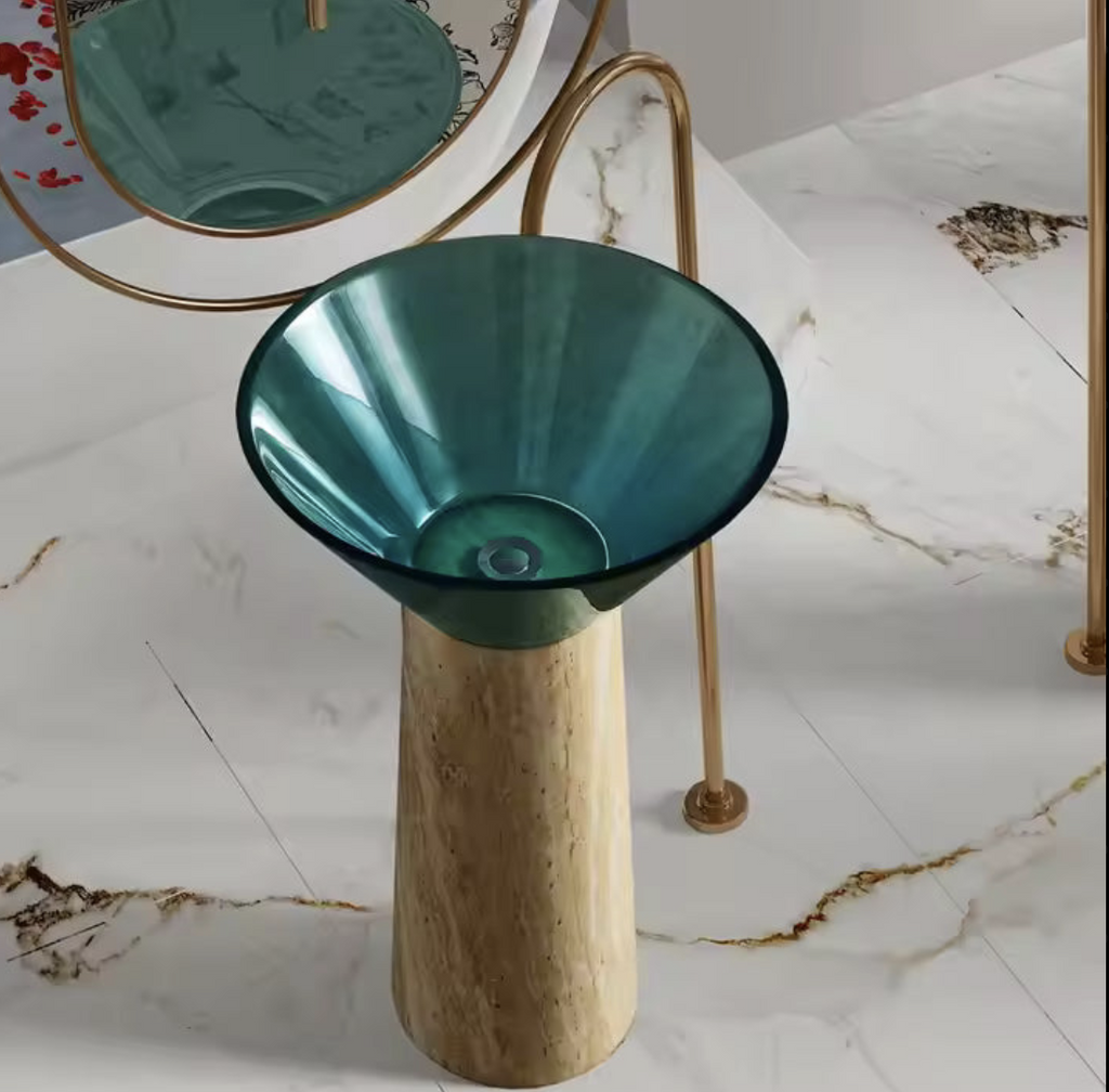 Travertine Resin Basin – Azure