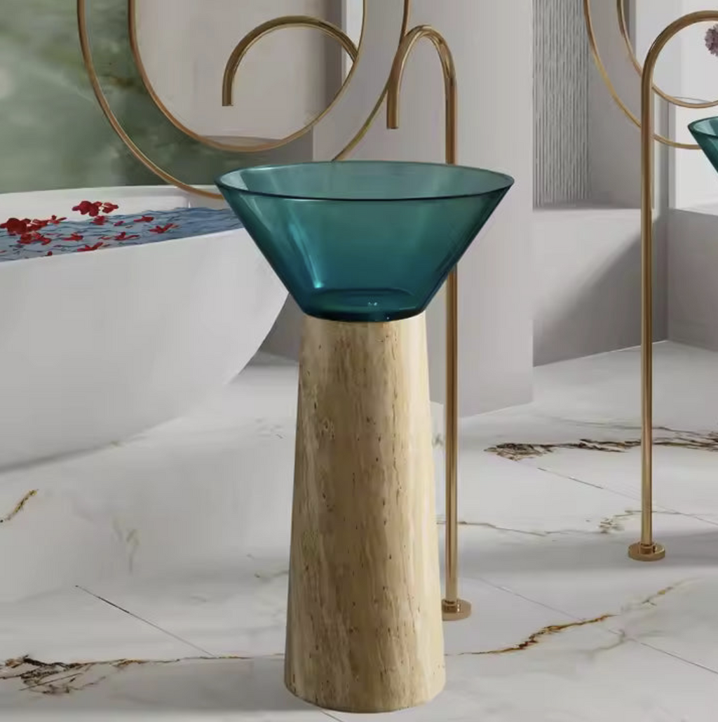Travertine Resin Basin – Azure