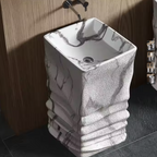 Marble Vein Resin Stone Freestanding Pedestal Basin