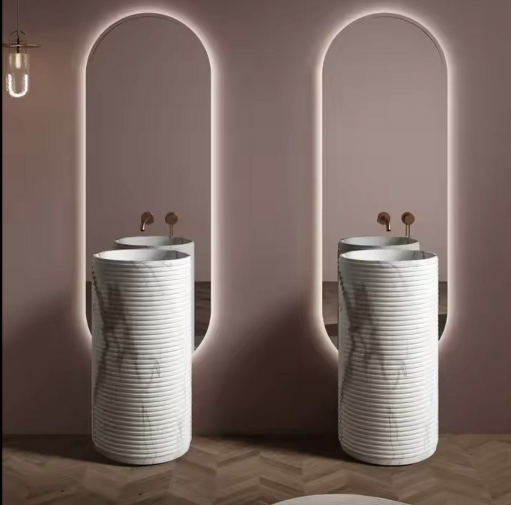 Marble Pattern Round Pedestal Basin – Volaks