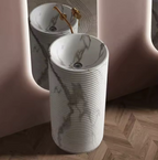 Marble Pattern Round Pedestal Basin – Volaks