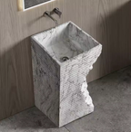 Carrara Square Pedestal Basin – Italian Edition