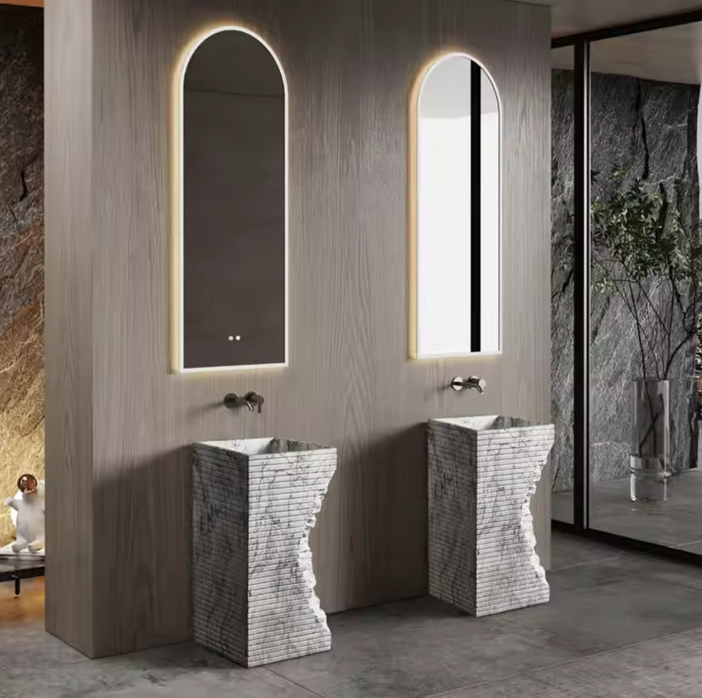 Carrara Square Pedestal Basin – Italian Edition