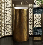 Travertine Gold Pedestal Basin – Aureo