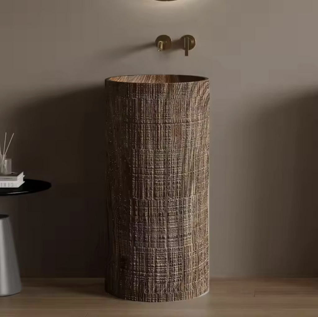 Wabi Wood Column Basin – Terra Grain