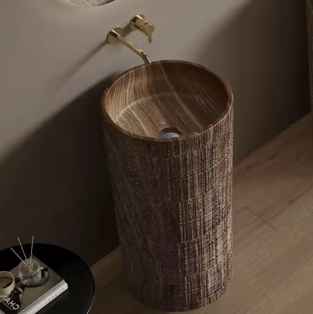 Wabi Wood Column Basin – Terra Grain