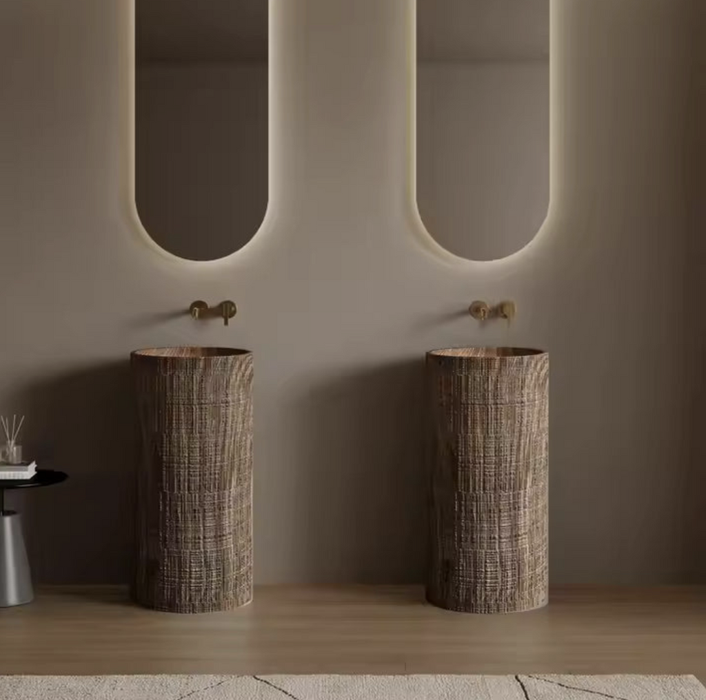 Wabi Wood Column Basin – Terra Grain