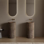 Wabi Wood Column Basin – Terra Grain