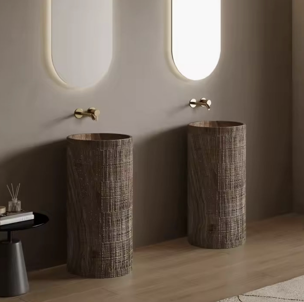 Wabi Wood Column Basin – Terra Grain